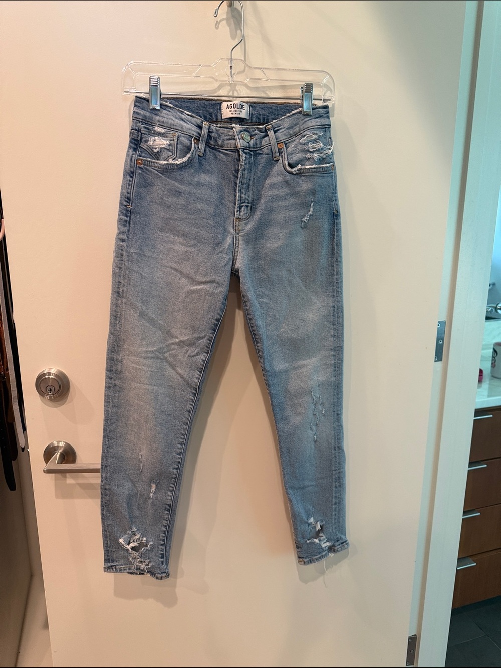 Agolde Light Blue Skinny Distressed Jeans